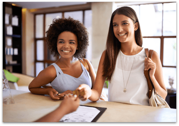 man and woman smiling together in Albuquerque